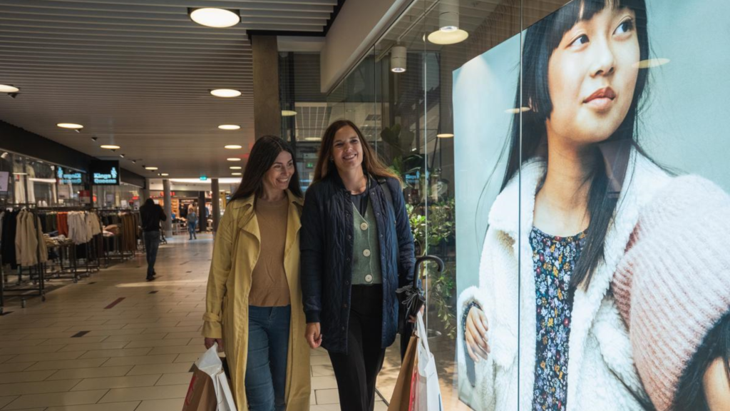 Two women shopping walk through Bytorv Horsens