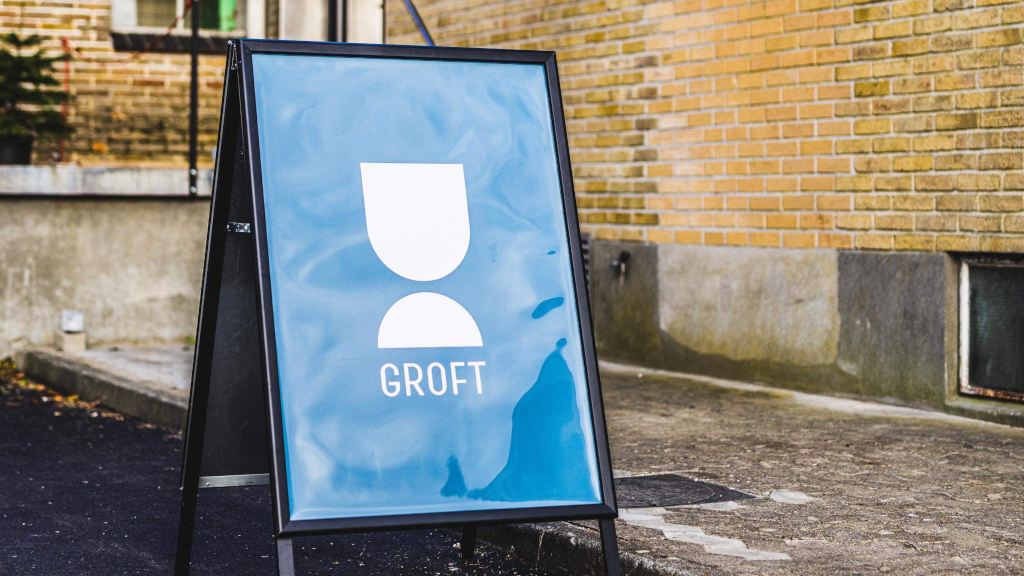 Sign at the entrance to GROFT in Saksild