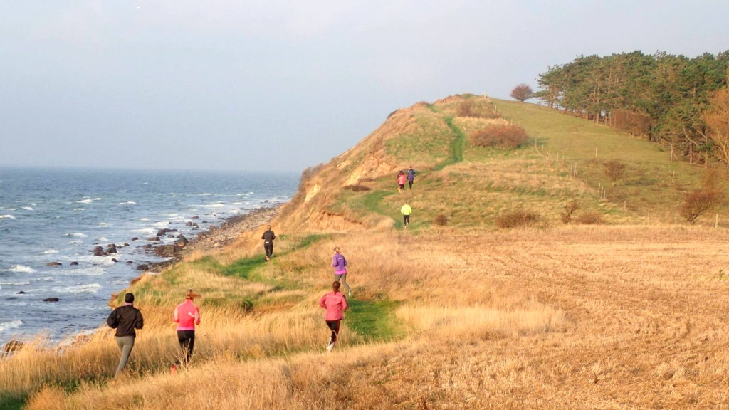 unners on the path by the cliff Sønderklint on Tunø