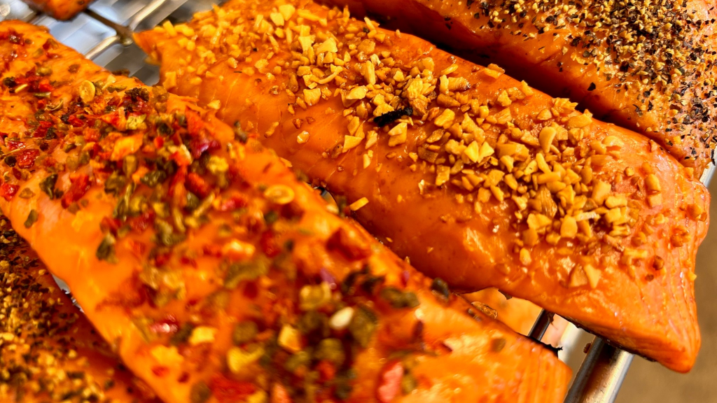 Hot-smoked salmon with spices at Juelsminde Fisk