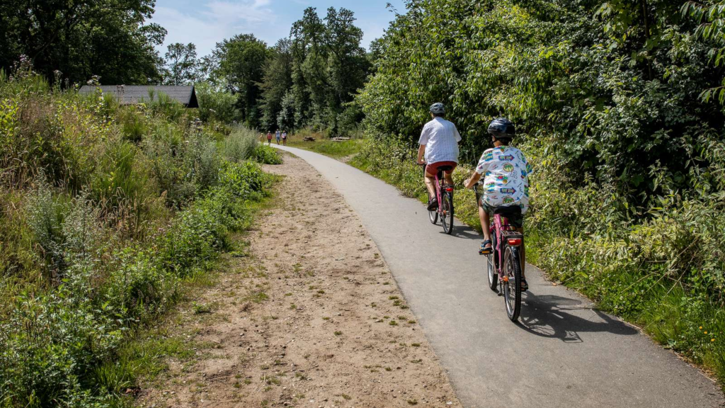 Father and son cycling on the Horsens-Silkeborg Nature Trail