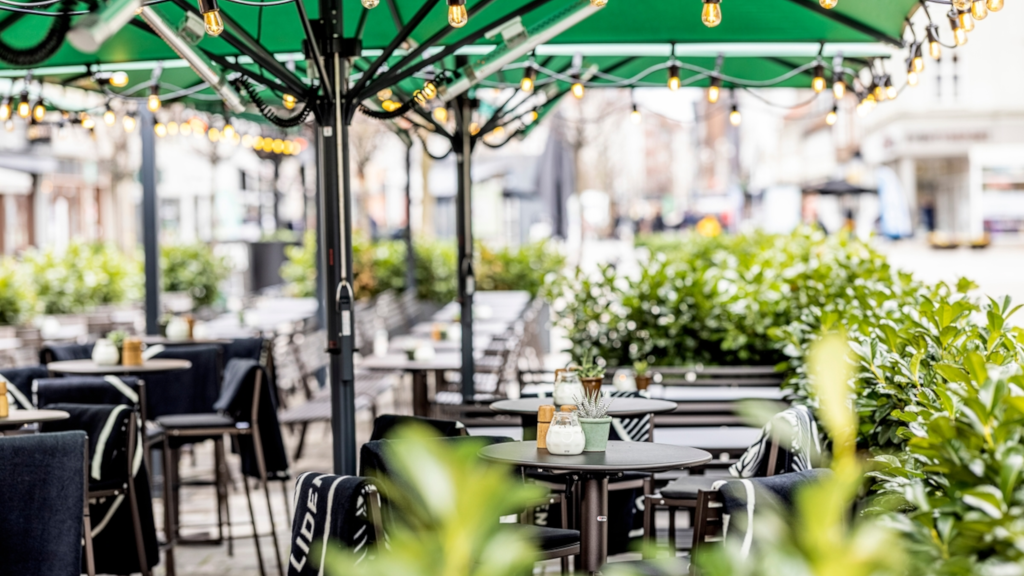 Set tables on the terrace at Restaurant Eydes in Horsens