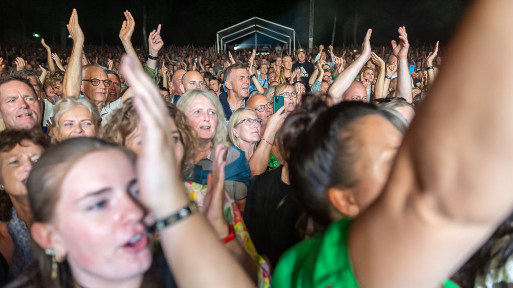 Spectators have their hands in the air at the Rock i Lunden concert in Horsens