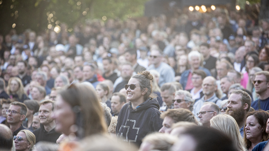 The audience is looking towards the stage at the Rock i Lunden concert in Horsens