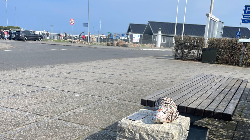 A sculpture from the Tiger Hunt at the harbor in Juelsminde