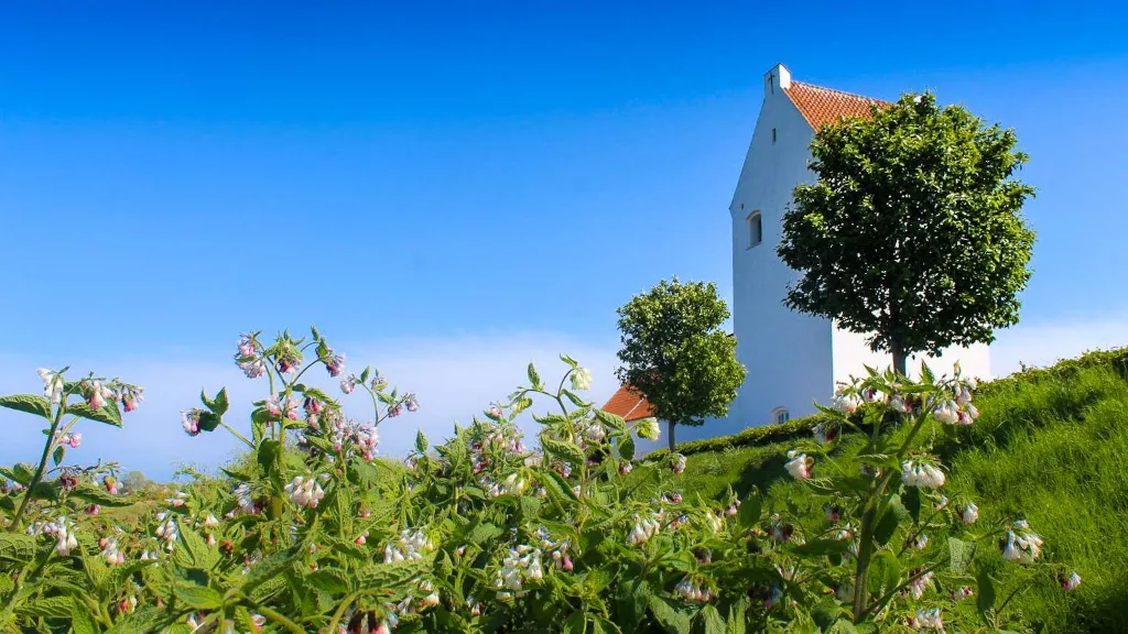 Endelave Church seen from the beach