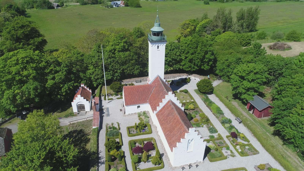 Drone photo of Tunø Church