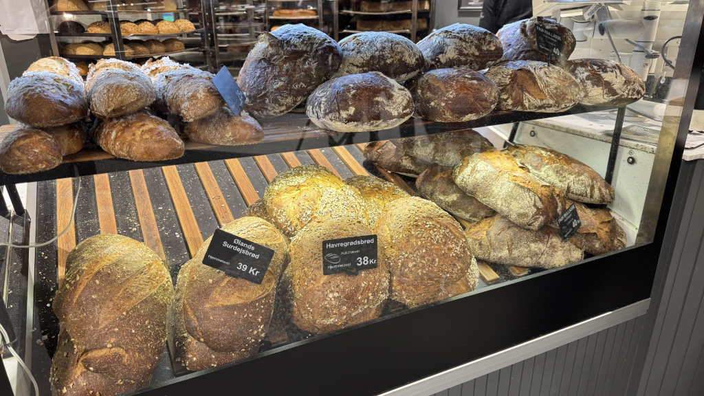 French bread in the bakery at Kvickly Odder