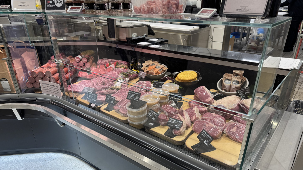 Sliced cold cuts at the butcher in Kvickly Odder