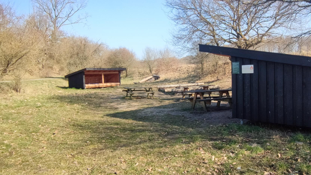 Shelters at the shelter site in Lundum