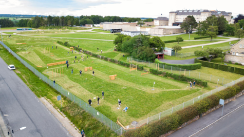 Luftfoto af fodboldgolfbanen ved FÆNGSLET i Horsens