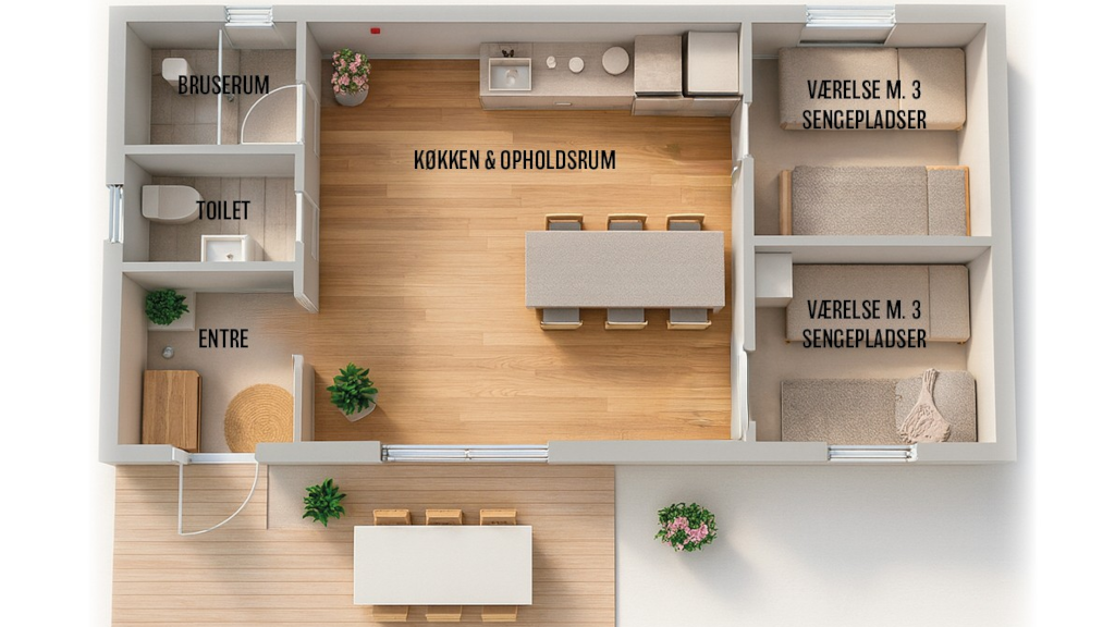 Floor plan of a cabin at Hedensted Centret