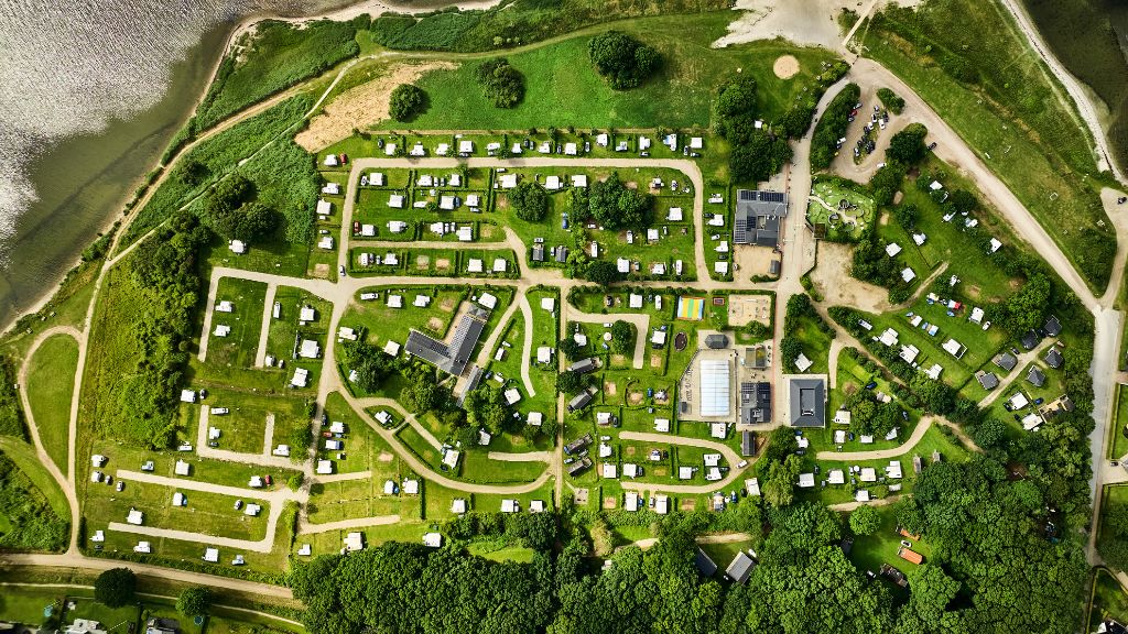 Horsens City Camping seen from above, with all pitches and facilities