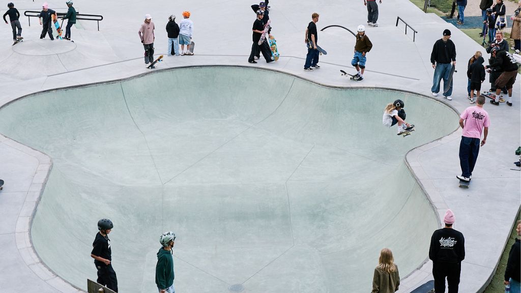 Skaters enjoying the Skate Arena in Juelsminde Nature Park