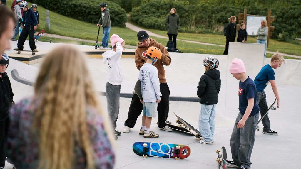 Skaters enjoying the Skate Arena in Juelsminde Nature Park