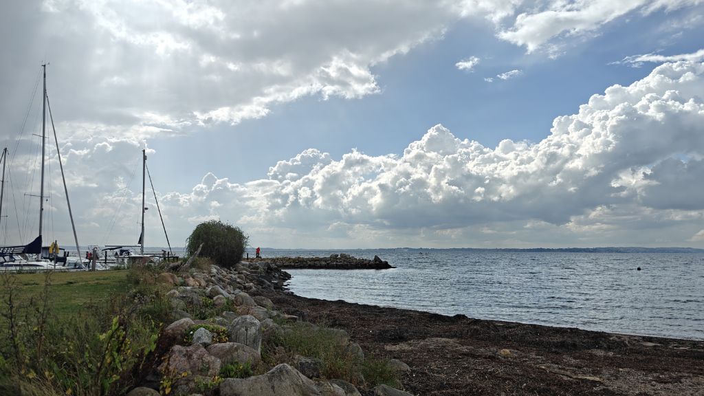 Rosenvold Harbour as seen from the beach.