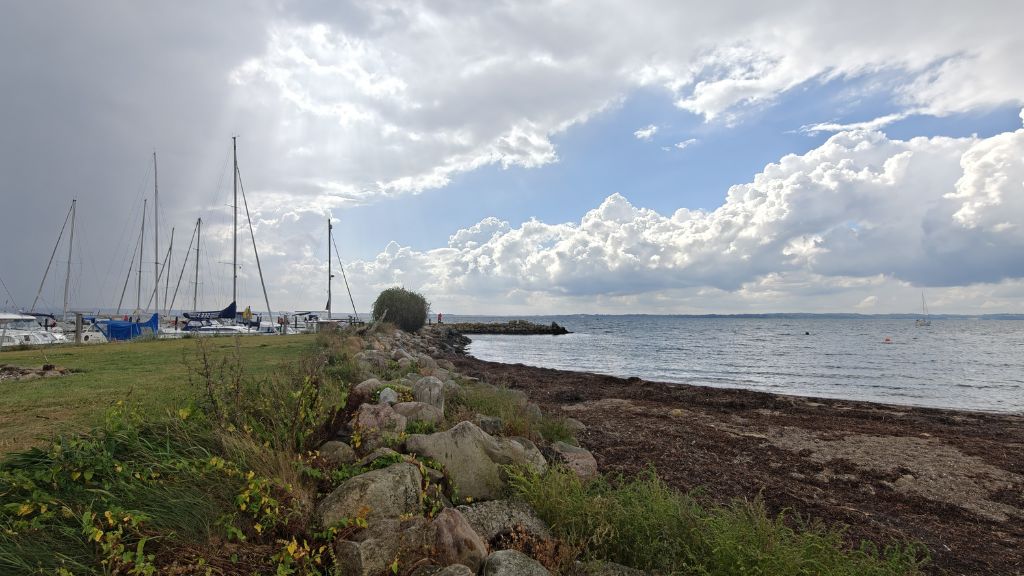 Rosenvold Harbour as seen from the beach.