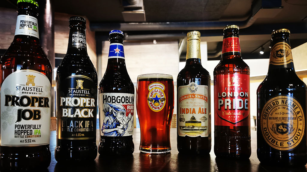 English beers you can buy at Mitchells Carvery Odense