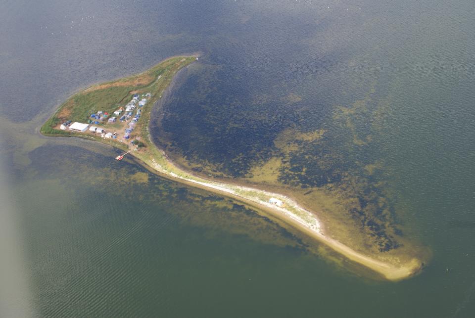 Luftfoto af øen Elleore i Roskilde Fjord.