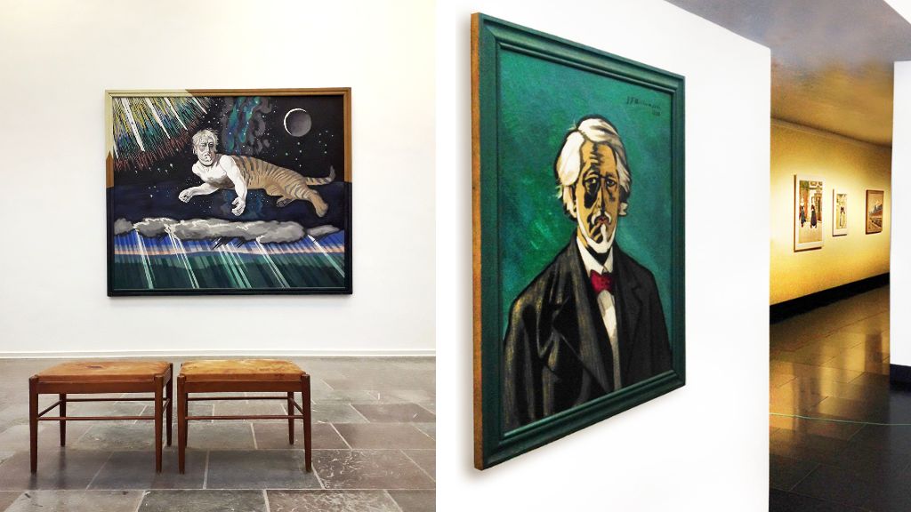 Gallery with paintings at Willumsens Museum.