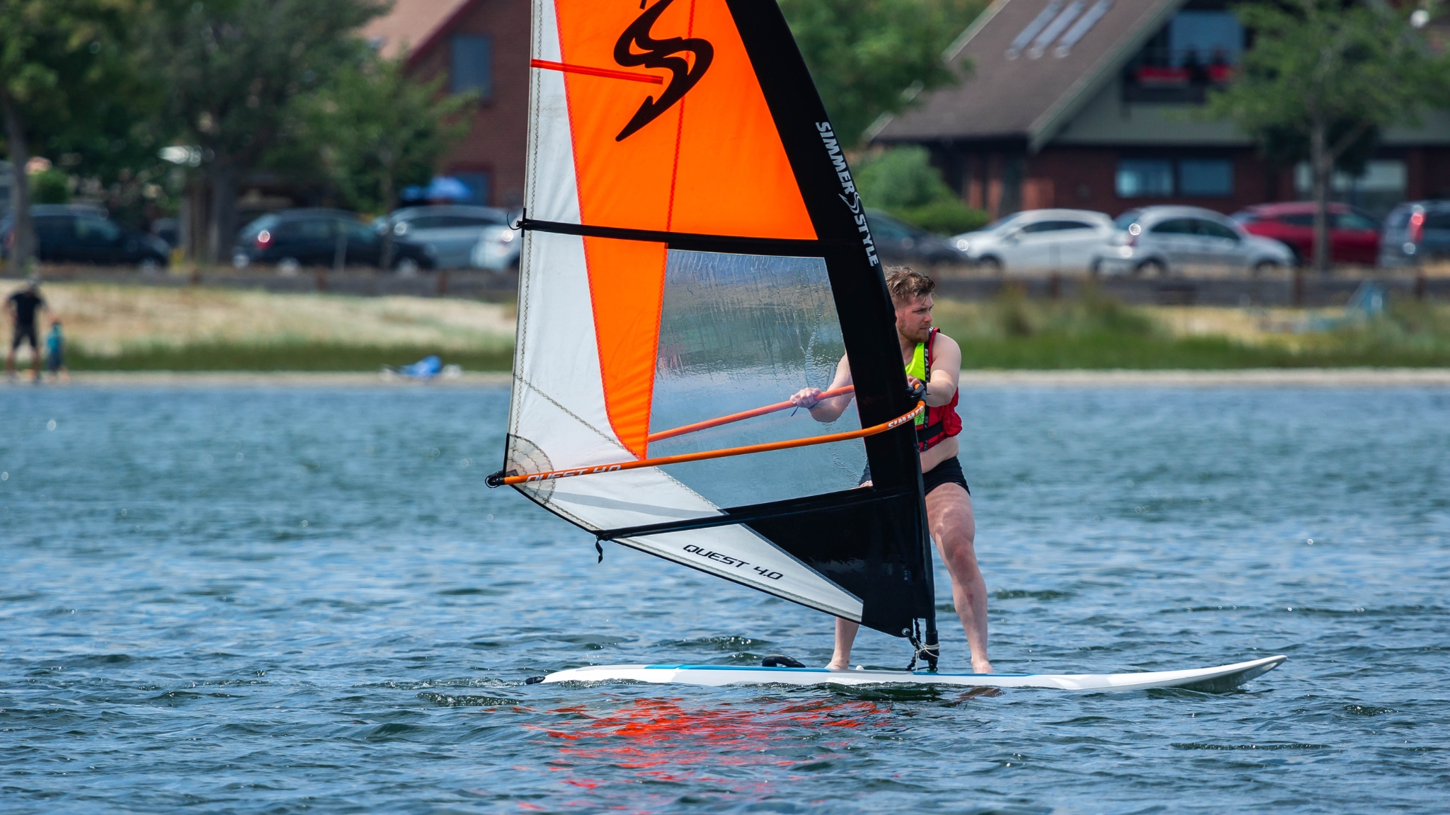 Person windsurfing on the fjord near Frederikssund.