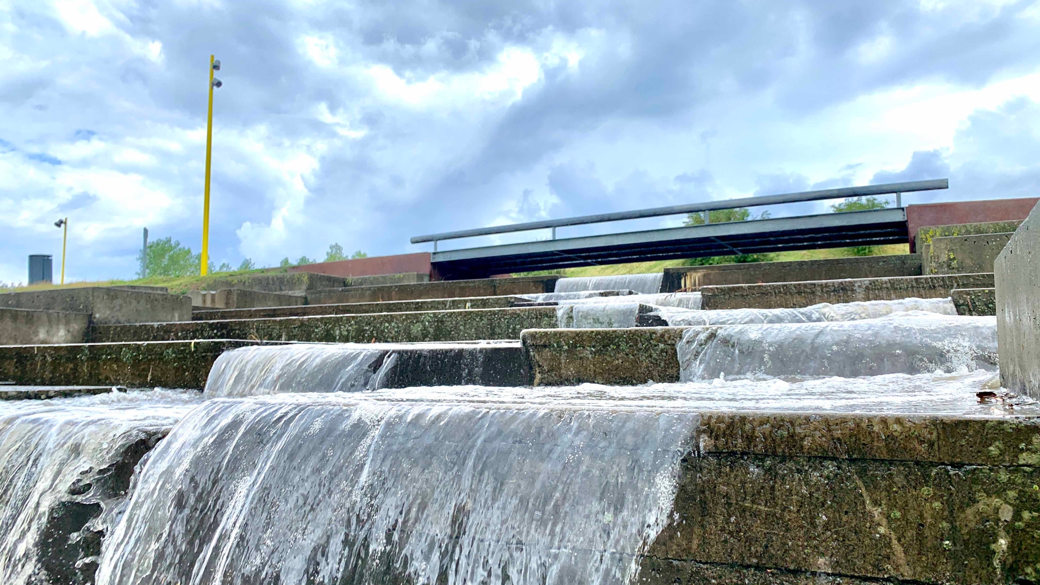 Water flowing down the rainwater steps in Rabalderparken at Musicon