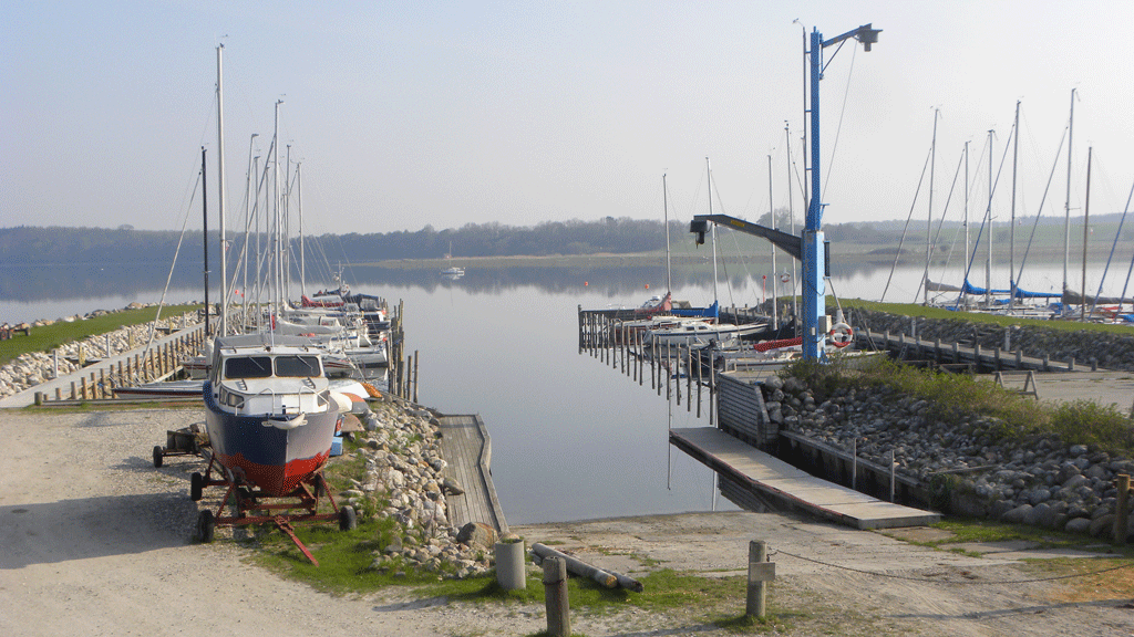 Udsigt over Herslev Havns bådpladser