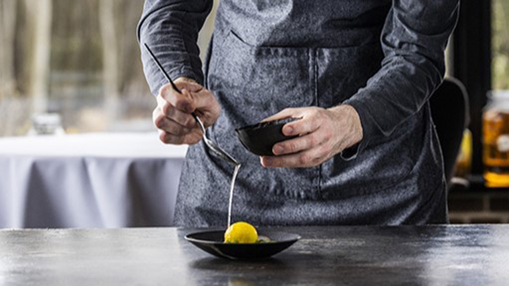 Plating of dessert at Treetop Restaurant