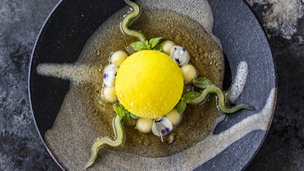 Kefir mousse dessert at Treetop Restaurant