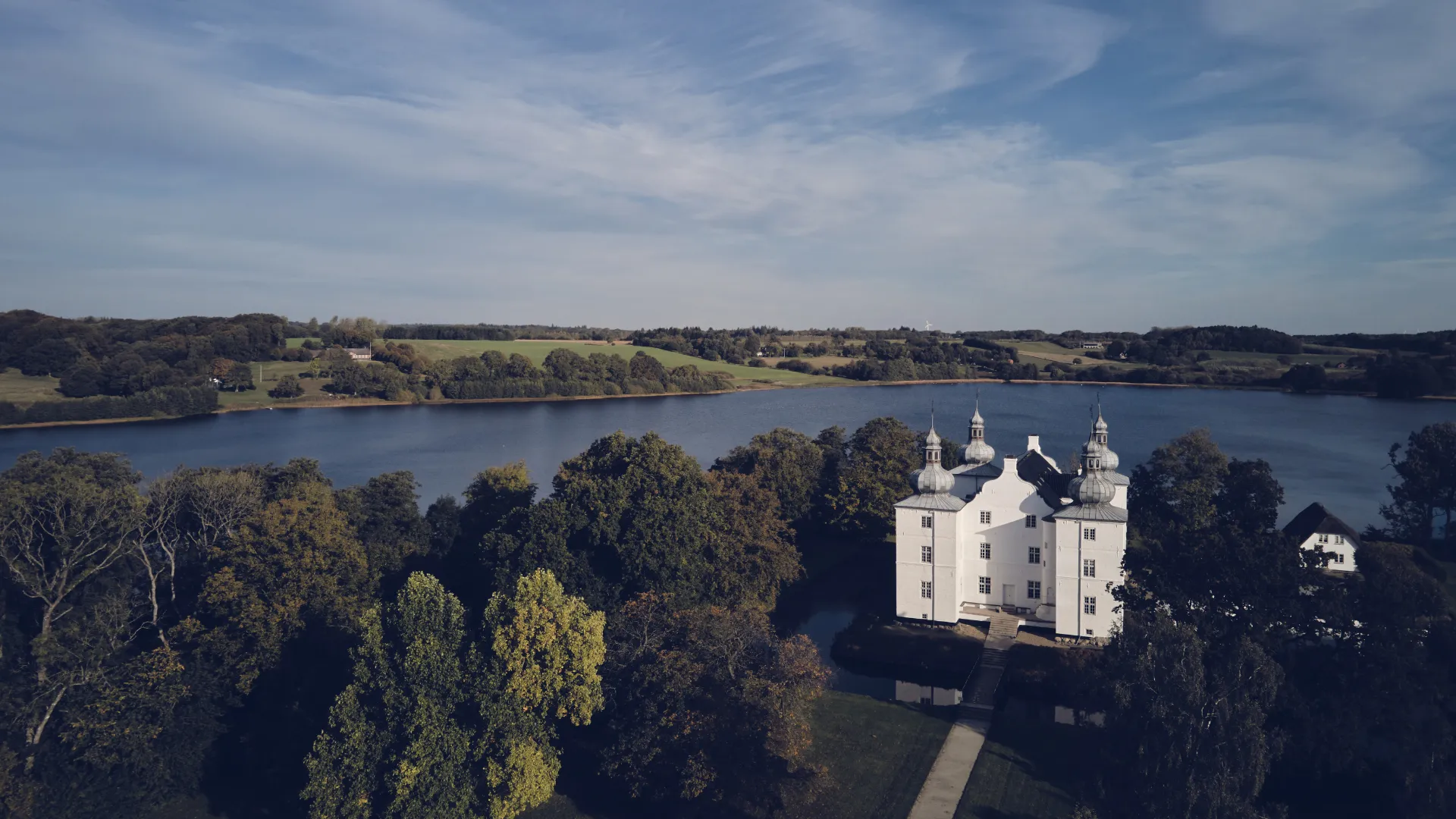 Drone photo of the area by Engelsholm Castle