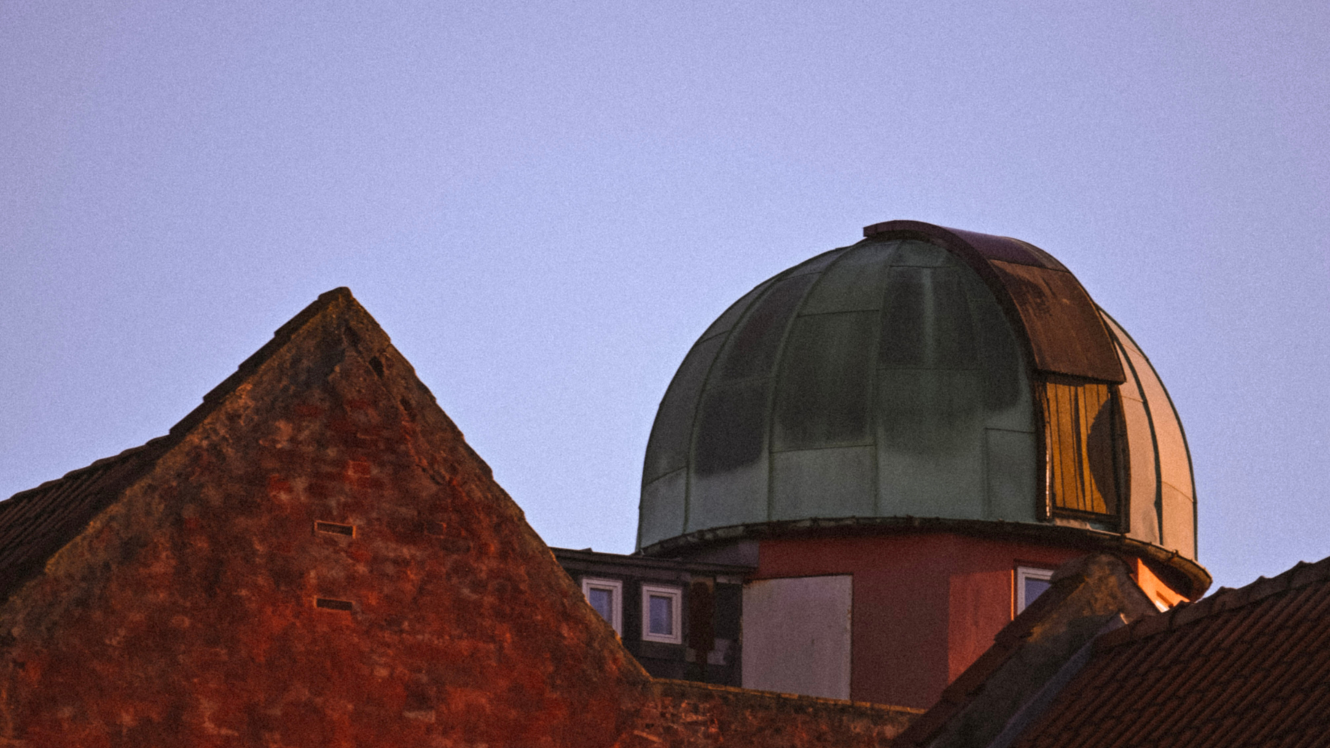 The dome of the Sirius Observatory in Vejle at sunset