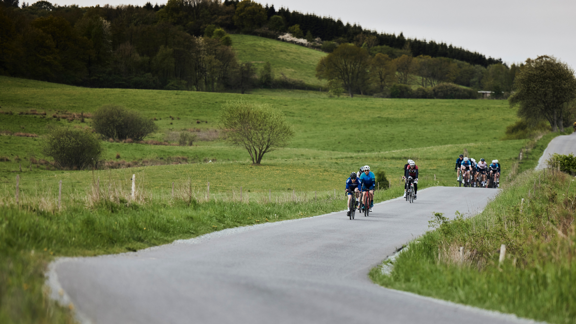 Cyklister cykler i Vejle Ådal til cykelløbet Grejsdalsløbet