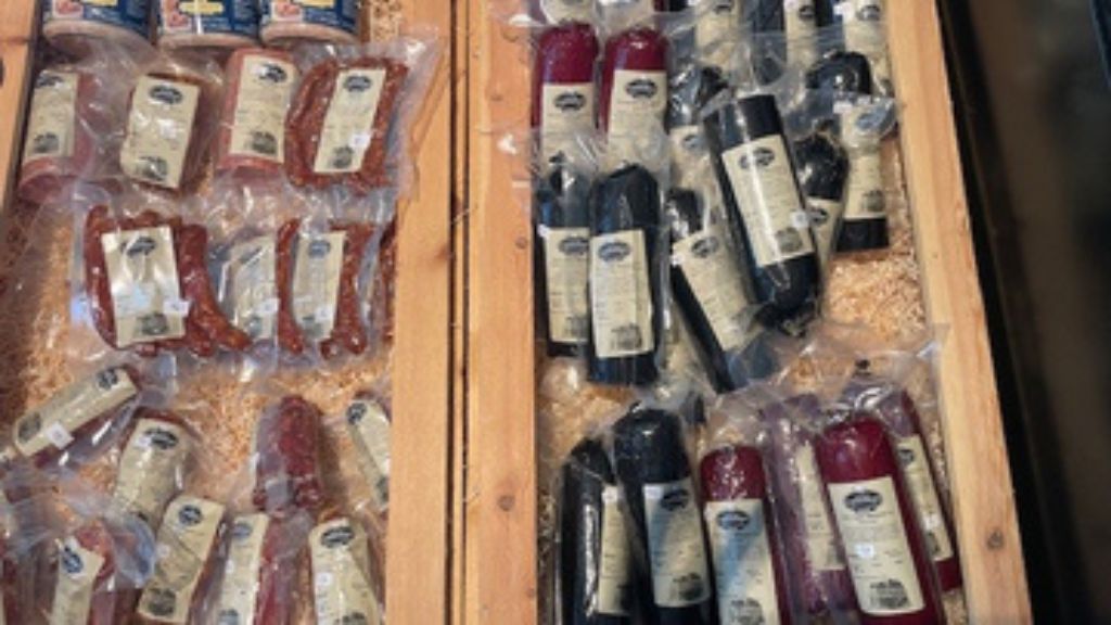 Selection of sausages at Skotsgaard Farm Shop