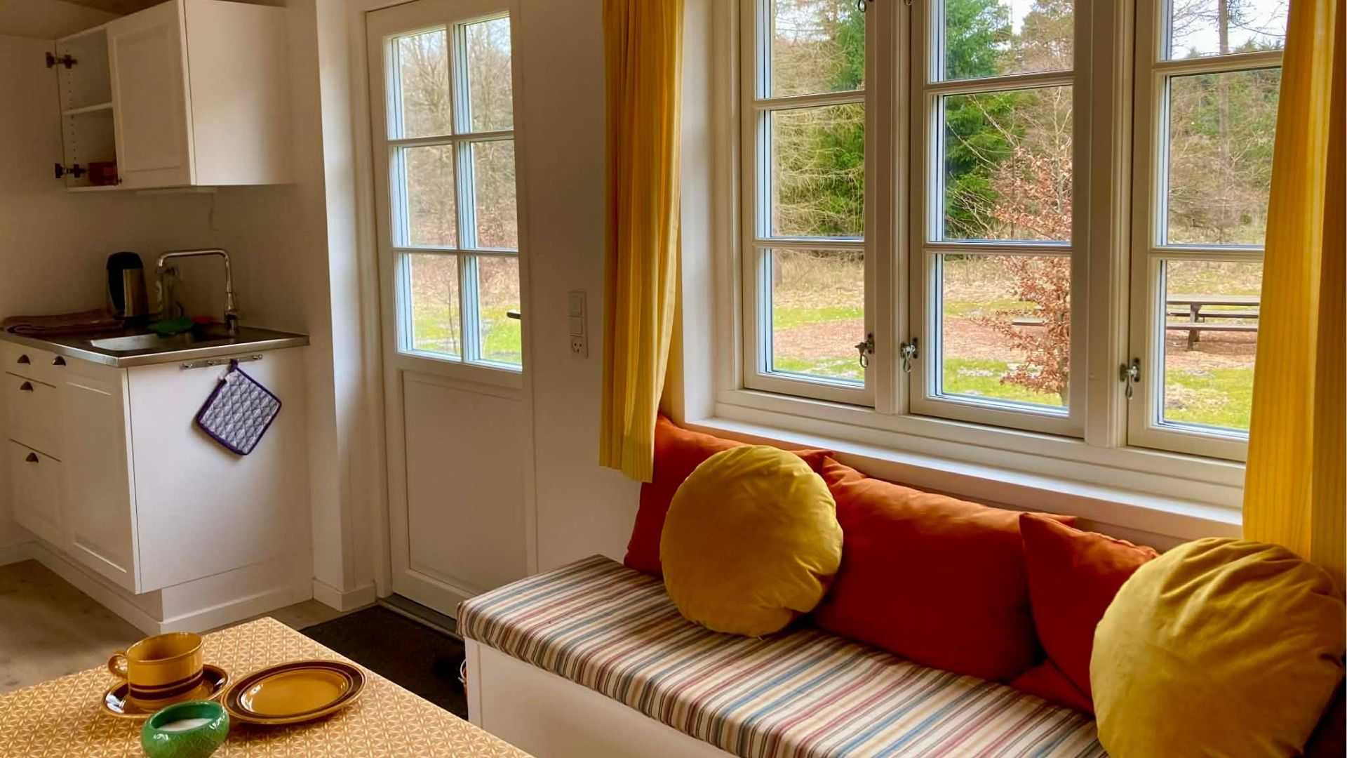 Einer der Wagen bei Horsbjerg Natur in Give, von innen gesehen