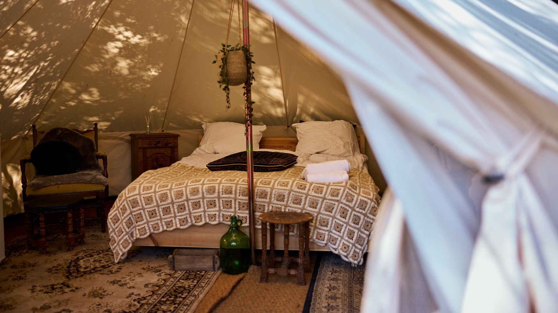 Glampingtelt med dobbeltseng på Egtved Camping nær Vejle