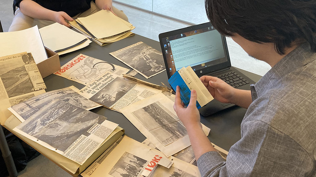 History students researching archival records