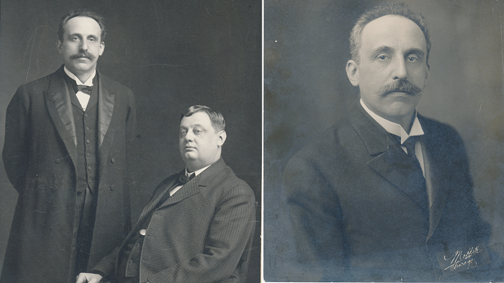 Portrætfoto af Max Henius og Carl Antonsen