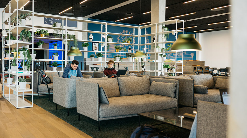 Cosy waiting area at Aarhus Airport