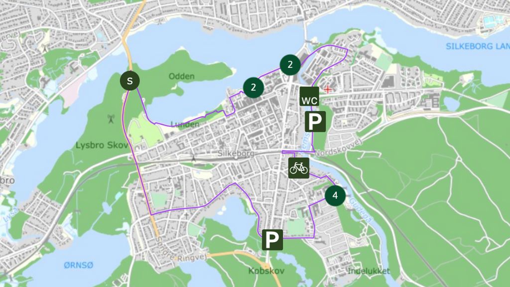 Map of bike tour around Silkeborg
