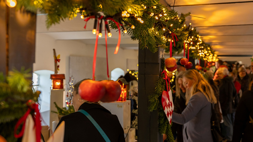 Christmas stall at the Christmas market at Clausholm Castle