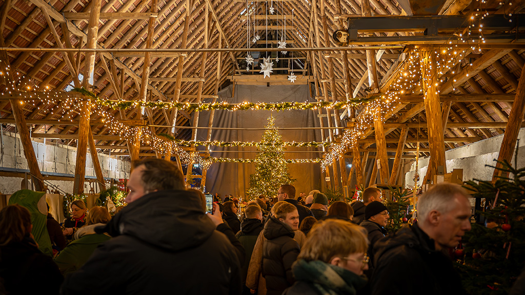 Christmas stalls at the Christmas market at Clausholm Castle