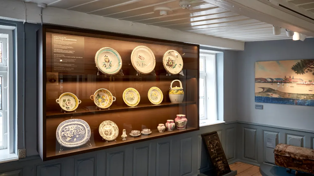 Plates from back in the day at display at Ærø Museum.