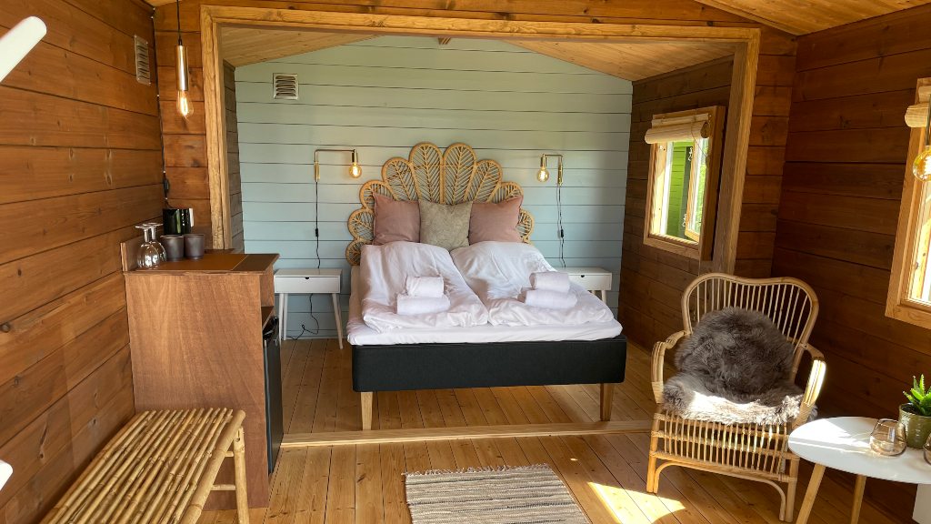Glamping in the form of luxury cabins at Marstal Camping.