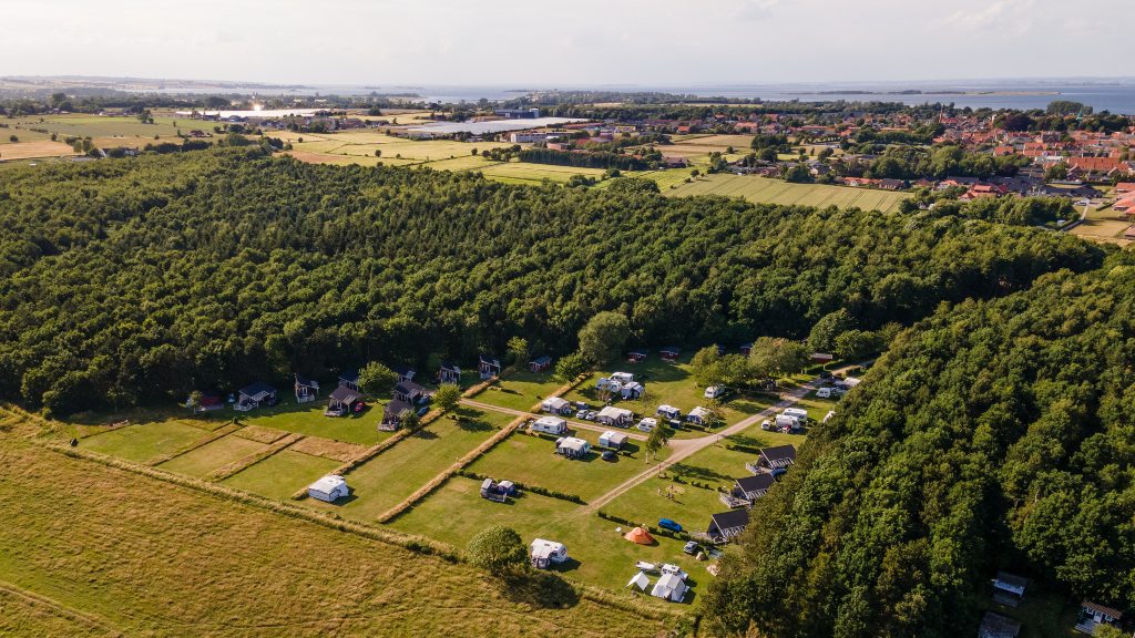 Summery Marstal Camping seen from above.
