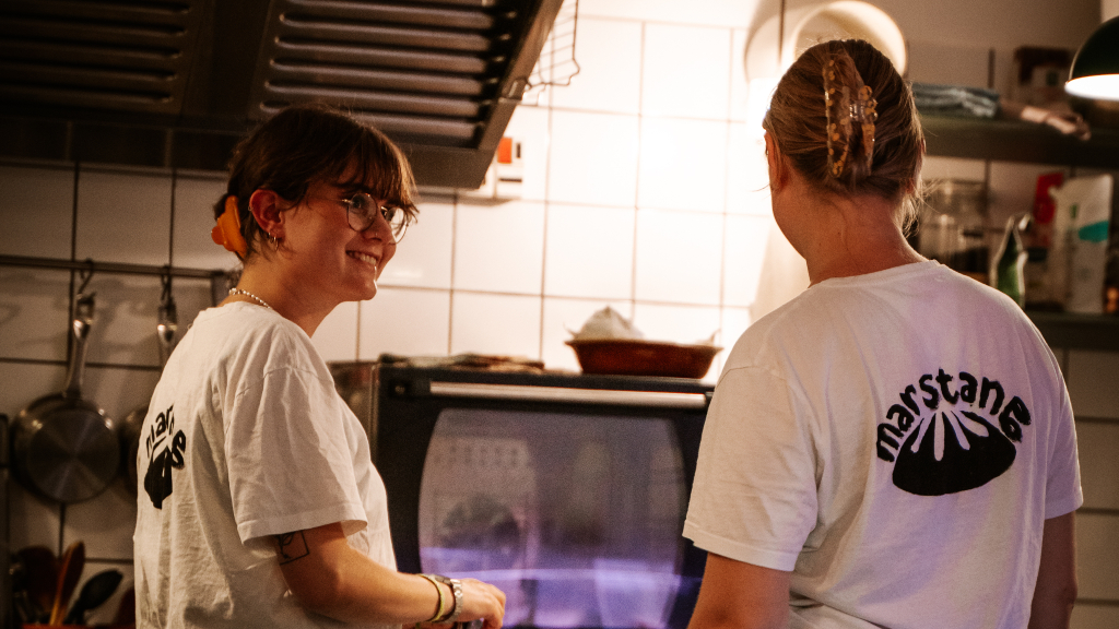 The two girls who own the establishment at Café Marstang.