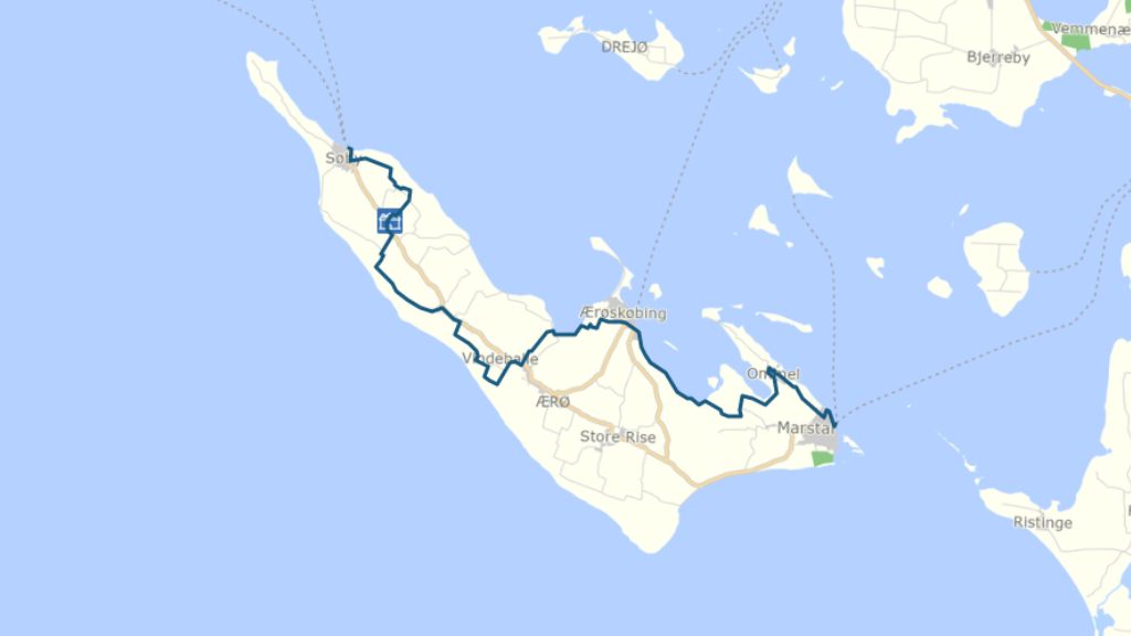 Kort med Herregårdsruten på Ærø