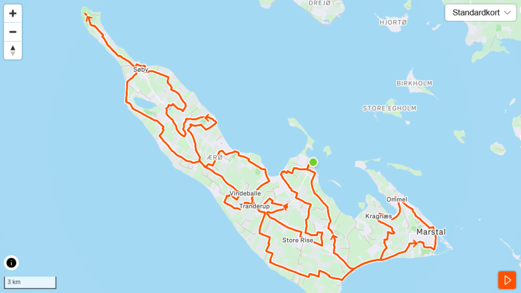 100 km tarmac cycle route on Ærø