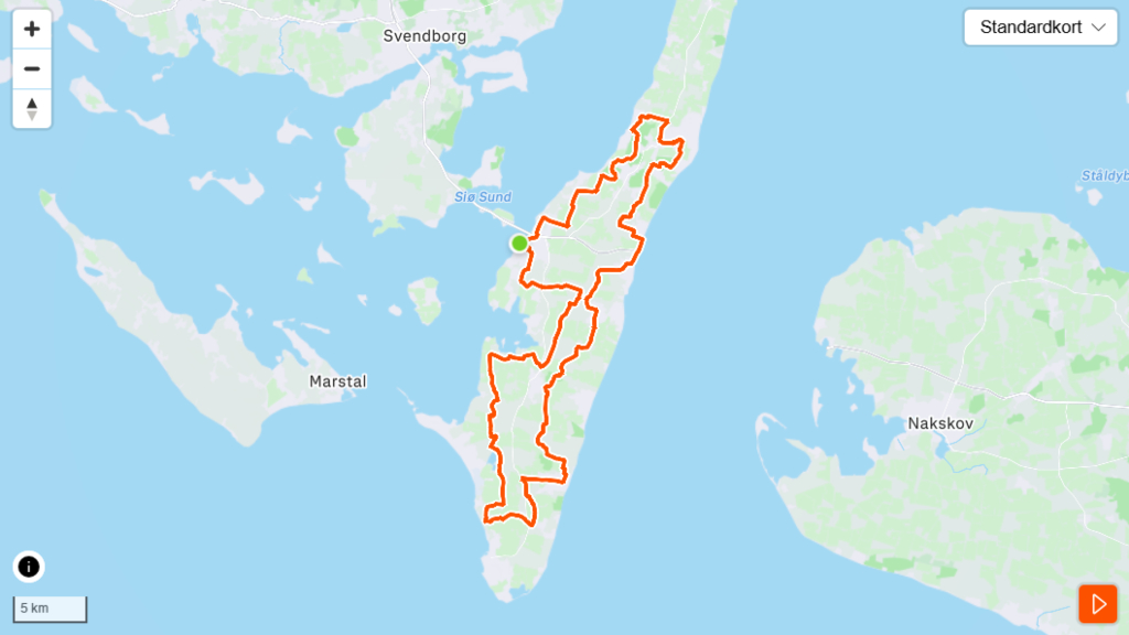 100 km tarmac cycle route on Langeland
