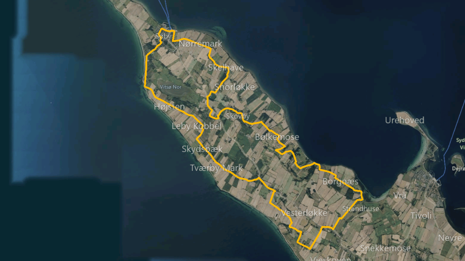 Map showing the cycle route Around Søbygaard on Ærø