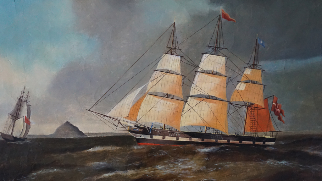 Painting of the ship "Calloe" from the 1800s at Aabenraa